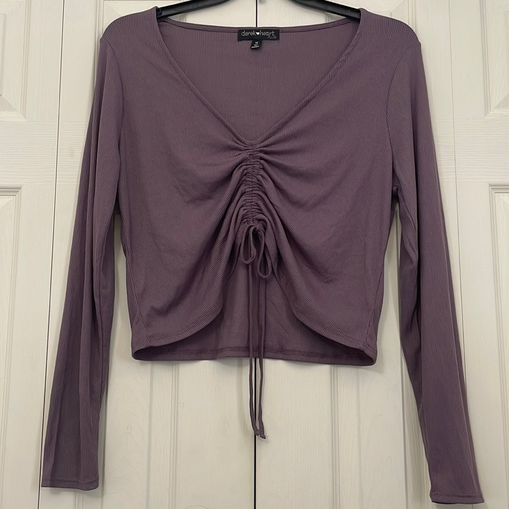 Purple knit plus crop top